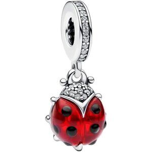Red Ladybird Pendant Cool 925 Sterling Silver Charms Hypoallergenic Beads